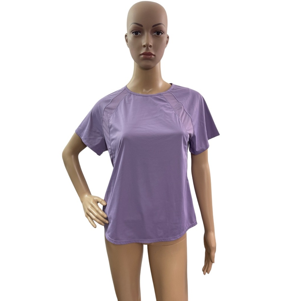 Members Only Women’s Size Medium Purple Short Sleeve Semi Mesh Work It Oh Tee